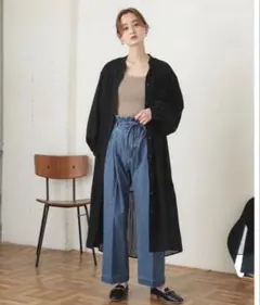 SENSE OF PLACE ロングワンピース 羽織り 長袖 黒 ティアード 春