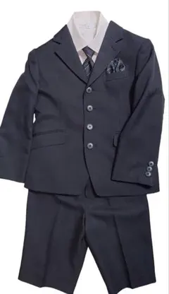 卒園　入学　子供用　フォーマルスーツ　５点セット 120cm 男子　ブラック　黒