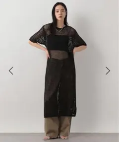 り*ご様 lowrysfarm メッシュワンピース　ニットワンピ　編みワンピ