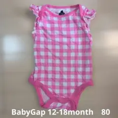 BabyGap ピンクチェックロンパース 12-18ヶ月 80