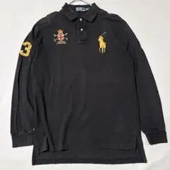 ラルフローレン 長袖ポロシャツ ビッグポニー刺繍 ナンバリング ブラック XL