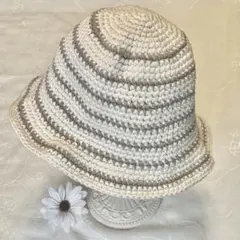 ボーダーがかわいいチューリップハット ハンドメイド サマーハット