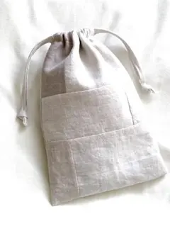 パッチワーク　さしこ　巾着袋　麻　ハンドメイド