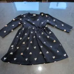 petit main ハート柄長袖ワンピース 110