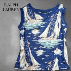 RALPH LAUREN タンクトップ　総柄　ヨット　海　港　ゆったり　夏のサムネイル