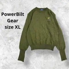 パワービルトギア ニットセーター オリーブ 刺繍ロゴ 長袖 a3768