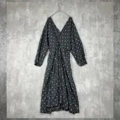 ✖️♪KBF　ワンピース　水玉　ドット　黒　長袖　ポケット