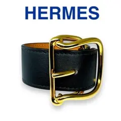 HERMES メードル スタッズ 黒レザー腕時計 (ネジ破損部分の付属ネジ 