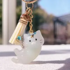 魔法少女 ねこ ストラップ キーホルダー チャーム グラデーション タッセル 春
