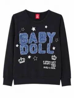 BABYDOLL 薄手トレーナー 150 キッズ 黒 デニムロゴ 星柄