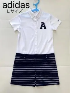 レディース adidas♡アディダス ワンピース ゴルフウエア 白紺 ボーダーＬ