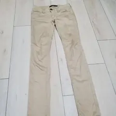 BLACK by moussy ベージュ スキニーパンツ ボタン付き