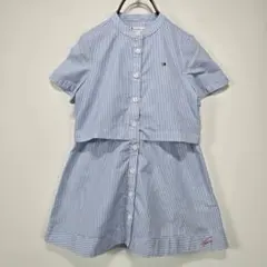 TOMMY HILFIGER　半袖　シャツ　ワンピース　ストライプ　切替　ロゴ