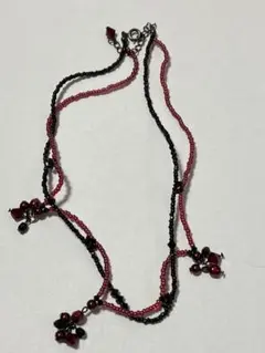 赤黒ビーズ多層チョーカー