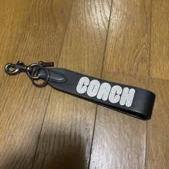 【美品】COACH ブラックレザー キーホルダー