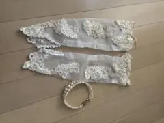 ウェディンググローブ 刺繍 パール装飾