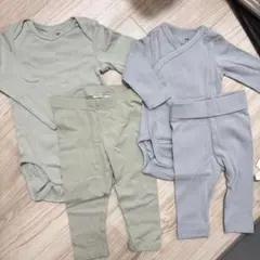 H&M ベビーロンパース　上下セット　綿100 オーガニックコットン　男の子