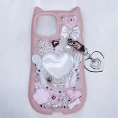 iPhone15ケース デコ電 デコケース ピンク 平成女児 量産型 地雷系