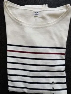 ホワイト ボーダー 長袖Tシャツ M