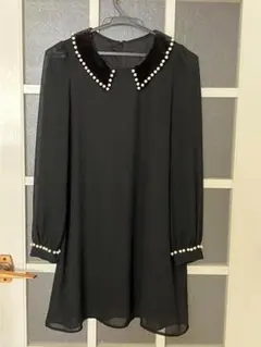 MURUAムルーアワンピースチュニックパール襟ブラック【F】美品
