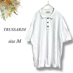 TRUSSARDI 半袖ポロシャツ Mサイズ 白 ロゴ刺繍 カジュアル 3927のサムネイル
