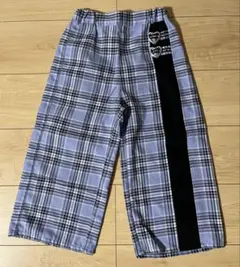 【通学着におすすめ】ハートチャーム付きチェック柄ワイドパンツ size130