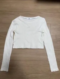 WEGO ホワイト クロップド長袖Tシャツ