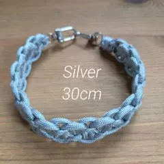 パラコード スマホストラップ シルバー コンパクト30cm 　ハンドメイド