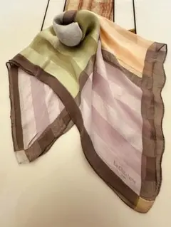 9249La Chatelaine ストライプ大判スカーフ高級シルク100%