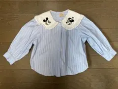 プティマイン ミッキーマウス刺繍ストライプシャツ