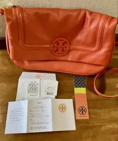 TORY BURCH オレンジ レザー ショルダーバッグのサムネイル