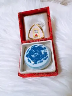 西冷印社　潜泉印泥　青白陶器製朱肉