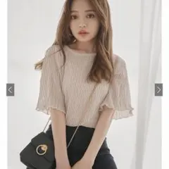 GRL キャミソール付き波プリーツプルオーバー ピンク[fo1455]