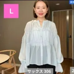 【新品タグ付】しまむら ammy シアーブラウス サックスブルー Ｌのサムネイル