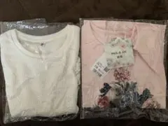 新品未使用PAUL&JOE花柄ピンクTシャツとホワイトTシャツ2枚セット110
