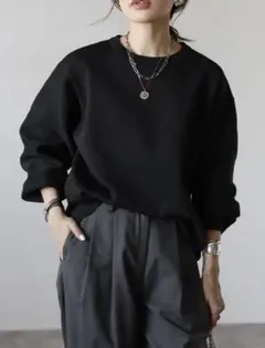 BONJOUR SAGAN バレルスリーブサイドリブニットプルオーバー