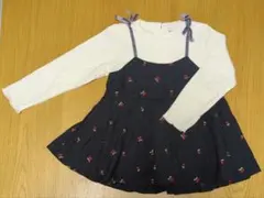 プティマイン　110 ネイビー チェリー刺繍 チュニック