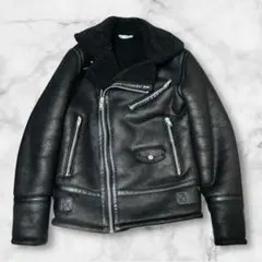 ZARA フェイクムートン ライダースジャケット B-3 黒 ボア ザラ M相当