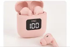 【新品／美品】液晶 ENC ワイヤレスイヤホン （ピンク色）