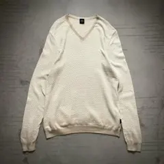 超美品 HUGO BOSS Y2K Vネックニット ジャガード コットン Lのサムネイル