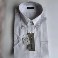SAVOIA 半袖 ストライプ ビジネスシャツ 41 (L)