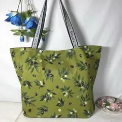 エコバッグ　トートバッグ　サブバッグ　オリーブ柄　ハンドメイド