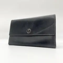 良品✨GUCCI　長財布　インターロッキングG　がま口　レザー　ネイビー　y2k