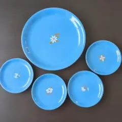 青い花柄陶器食器セット 5点　たち吉のサムネイル