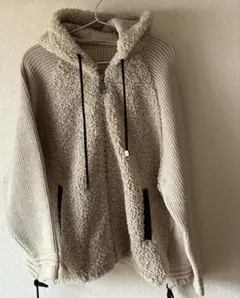 TRUBE ボア フリース ニット パーカー ベージュ