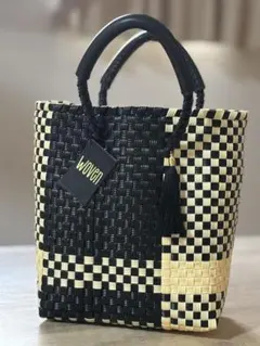 WOVEN (ウーヴン)カゴバッグ ミニバッグ レザーハンドル ミニトート