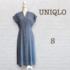 ユニクロ/レーヨンローンフレアワンピース/半袖ワンピース/シャツワンピース