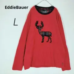 レア✨EddieBauer トナカイ刺繍ルームウェア長袖トップス【L】01-64