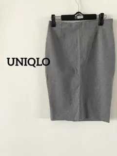 【UNIQLO】ストレッチタイトスカート 膝丈 グレー M ウエストゴム