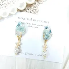#4394/ハンドメイド♡押し花ドライフラワーレジンピアス